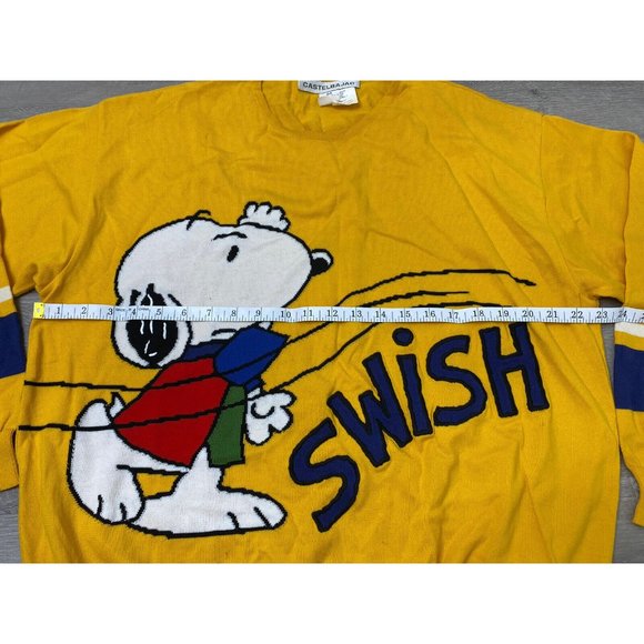 Rare CASTELBAJAC Peanuts Snoopy Yellow Sweater size 54 US Sz L 100% Cotton - Picture 6 of 7